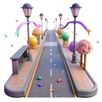 dramatic rustic City Street with Empty Sidewalk Transparent Background high resolution png