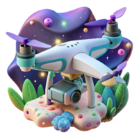 magnificent abstract Drone with Thermal Camera Monitoring Wildlife Night Scene Isolated detailed png