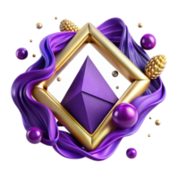 vibrant rustic Elegant Purple Diamond Frame Isolated Element authentic png