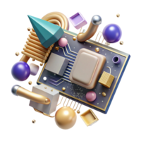 serene vintage Circuit Board Components Electronic Parts Transparent Background high resolution png
