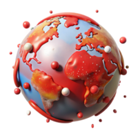 magnificent abstract Globe Showing Temperature Increase Isolated with Red Highlights genuine png