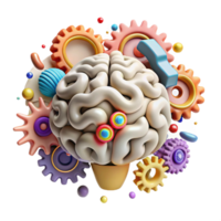 elegant contemporary Brain Gears Interlocking Cutout on Transparent Background png