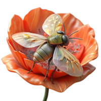 impressive contemporary Close Up of Hoverfly on Sunflower Transparent Background premium png