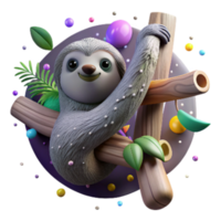 serene abstract Endangered Sloth Hanging From Dead Branch Isolated Dark Background detailed png