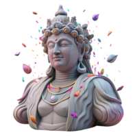 serene traditional Carved Stone Statue Front View Transparent Background original png