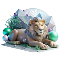 extraordinary abstract Ai Tracking Lion Resting in Shade Transparent Element genuine png