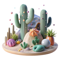 dramatic rustic Desert Ecosystem Restoration Cacti and Shrubs Transparent authentic png