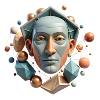 wonderful rustic Geometric Shapes Forming a Human Face Isolated Element png