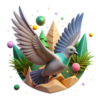 dramatic minimalist Bird in Flight with Clouds Isolated Element authentic png