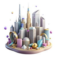 vibrant abstract City Skyline with Skyscrapers Transparent Background original png