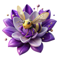 magnificent rustic Bee on Purple Flower Front View Transparent Background original png