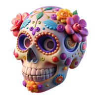 serene creative Day of the Dead Sugar Skull Vibrant Colors Isolated Cutout png