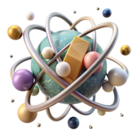 serene traditional Atom Structure Model Side View Transparent Element professional png