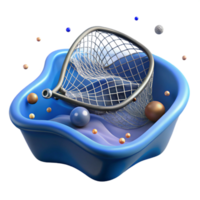 elegant rustic Empty Fishing Net Floating Isolated Blue Background exclusive png