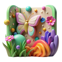 dramatic creative Butterfly Migration Group Cutout Flower Meadow Background Colorful professional png
