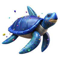 extraordinary rustic Deep Blue Sea Turtle Swimming Side View with Transparent Background png