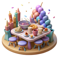 wonderful abstract Community Gathering for Potluck Dinner Isolated high quality png