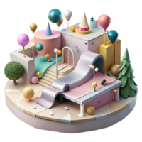 magnificent abstract City Park with Skate Park Isolated Element detailed png