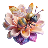 serene rustic Bee on Flower Pollination Isolated Macro View genuine png