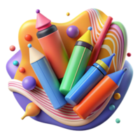 impressive vintage Colorful Markers Creative Design Collaboration Transparent Background png