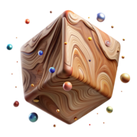 impressive rustic Floating Cube Wood Grain Texture Transparent Background high resolution png