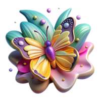 vibrant artistic Butterfly on Bright Flower Cutout high quality png