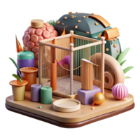 stunning abstract Detailed View of Zoo Enclosure with Enrichment Items Transparent Background exclusive png