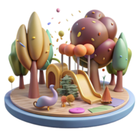 serene abstract City Park with Playground and Squirrels Transparent Background Urban Recreation authentic png