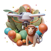extraordinary artistic Drone Monitoring Proboscis Monkey in Mangroves Transparent Background genuine png