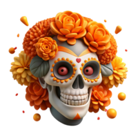impressive abstract Dia De Los Muertos Sugar Skull Colorful Cutout high resolution png