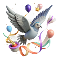 magnificent modern Bird in Flight with Clouds Isolated Element png