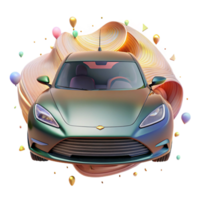 serene artistic Electric Car Front View Isolated with Metallic Sheen high resolution png