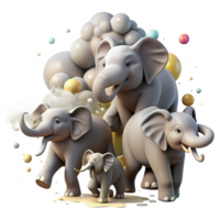 extraordinary rustic Elephant Family Running Dust Cloud Transparent Background high resolution png
