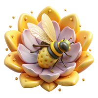 vibrant artistic Bee on Flower Pollinating Yellow Pollen Transparent Element authentic png