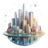 wonderful artistic City Skyline Reflection in Water Isolated authentic png