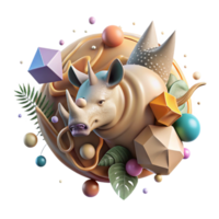 beautiful rustic Deforestation Effect on Javan Rhino Isolated professional png