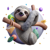 serene creative Endangered Sloth Hanging From Dead Branch Isolated Dark Background high resolution png