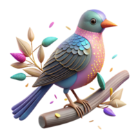 serene abstract Bird Standing on Branch Profile View Isolated detailed png