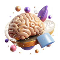 magnificent artistic Floating Brain with Binary Code Overlay Cutout exclusive png
