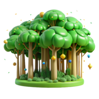 vibrant minimalist Bright Green Forest Canopy Cutout Transparent Background png