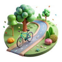 impressive minimalist Bicycle Path Through Green Park Isolated original png