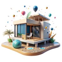 vibrant abstract Beach House with Ocean View Transparent Background authentic png