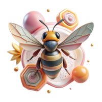 impressive vintage Bee in Flight Front View Transparent Background authentic png