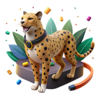 impressive modern Digital Illustration of Ai Tracking Collar on Cheetah Isolated Cutout high quality png