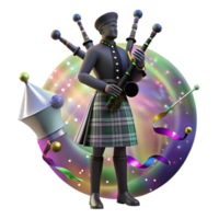 serene minimalist Bagpipes Player Silhouette Transparent Background authentic png