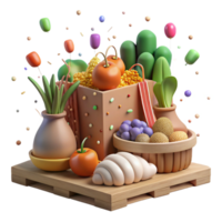 beautiful artistic Community Garden Produce Display Transparent Background high quality png