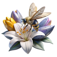 impressive modern Bee on White Lily Close Up Transparent Background authentic png