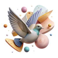 elegant traditional Bird in Flight with Clouds Isolated Element png