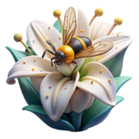 stunning creative Bee on White Lily Close Up Transparent Background authentic png