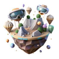 elegant abstract Floating Islands in Vr Landscape Isolated authentic png